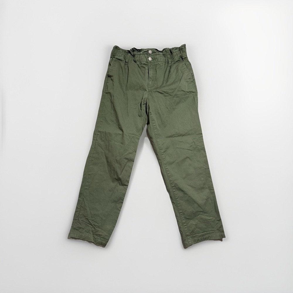 tommy jeans olive green‎ pants, elastic waist, zip and button fly, women's 6